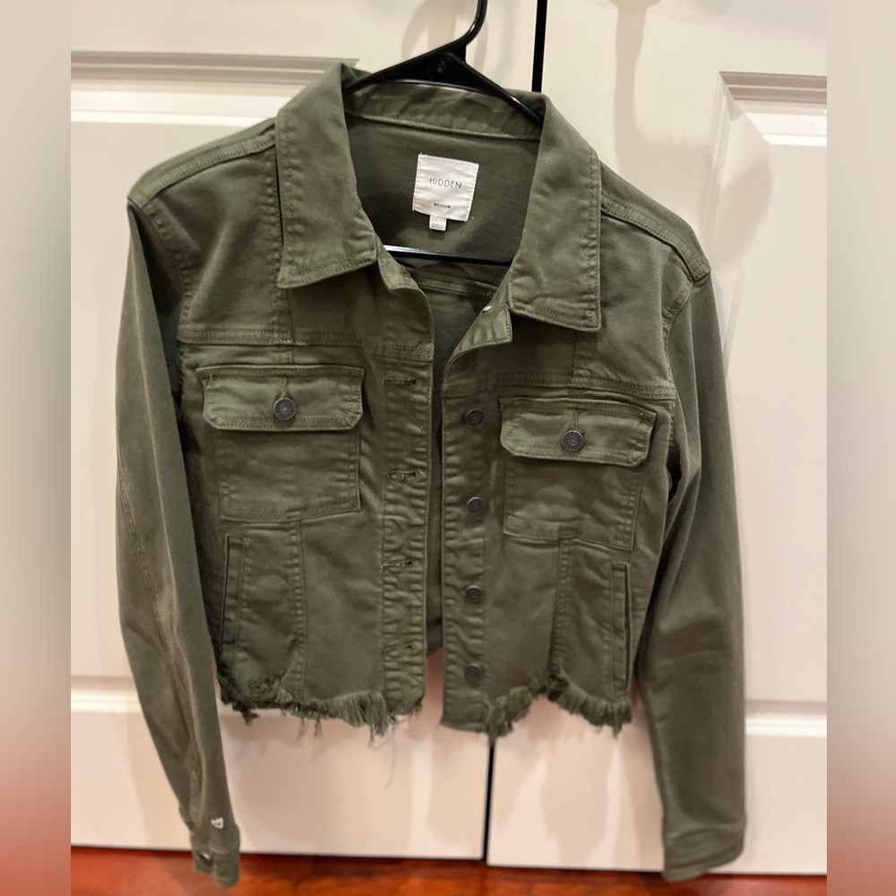 Hidden Army Green Crop Jacket